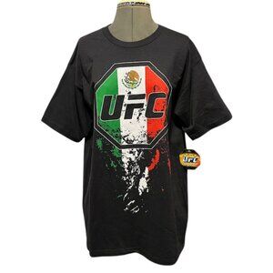UFC Ultimate Fighting Championship Black T-Shirt With Flag of Mexico Size L NWT